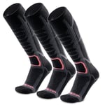 WEIERYA Chaussettes de Ski Homme - Chaussettes de Ski en Mérinos,Respirantes et Confortables,Idéales pour Ski,Snowboard et Sports d'Hiver,Noir（45-48） 2 Paires