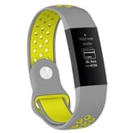 Fitbit Charge 3 ontto kaksisävyinen silikooni muovinen kellon vaihto ranneke - Keltainen/ Hramaa Monivärinen