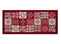 BIANCHERIAWEB Tapis de Cuisine antidérapant Lavable, Dimensions 55 x 240 cm, Tapis de Cuisine fabriqué en Italie avec Motif faïence Rouge, Tapis de Couloir Lavable et repassable.