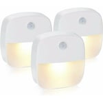 Lot de 3 Veilleuse led Automatique ,Lampe de Nuit Murale avec Détecteur de Mouvement autocollante,Veilleuse Murale pour Salle de Bains,Chambre,Garage