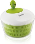 Leifheit Essoreuse à salade en plastique Trend, mécanisme d'essorage à manivelle, bouton ergonomique, utilisable comme saladier ou passoire, blanc et vert