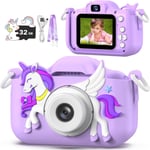 Appareil Photo Enfant,Appareils Photos Numériques Licorne Jouet pour Enfants 3 à 12 Ans,Cadeau Fille de Noël/d'anniversaire,Enregistreur Vidéo HD 1080p,Caméras Jeu Enfant