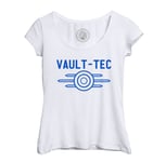 T-Shirt Femme Col Echancré Vault-Tec Geek Jeux Video Dystopie Science Fiction