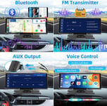 10,26 tuuman kannettava autoradio, A-pple Carplay Wireless Android Auto, 7-32V kosketusnäyttö, Voice Assistant/Bluetooth/FM-lähetin/AUX/TF-kortti