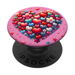 Cute Heart with Flowers and Hearts for Valentine's Day PopSockets Adhesive PopGrip