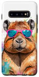Coque pour Galaxy S10+ Capybara Lunettes Soleil Capy Coloré Animaux Motif Imprimé