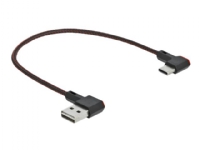 Delock Easy - USB-kabel - USB (hane) vänster-/högervinklad, vändbar till USB-C (hane) vänster-/högervinklad, vändbar - 20 cm - svart