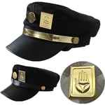 Jojo's Bizarre Adventure Kujo Jotaro Cosplay-keps Unisex Vuxen Metallmärke Hatt Rekvisita {db} 1