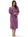 CComfort Ladies Terry Towelling Robe 100% Cotton Towel Dressing Gown Bathrobe Perfect Present for her, M, Wild Orchid