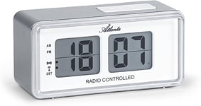 Réveil Numérique Digital Lcd Radio-Piloté Snooze Lumière Design Rétro Argent Silencieux Sans Tic-Tac - 1881-19