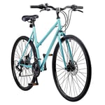 Insync Carina Women's Hybrid Bike With Lightweight Alloy Wheels & 16/18-Inch Steel Frame, 18-Speed Shimano Gearing & Sunrun Shifter, Shimano Freewheel 6 Speed Index 14-28T, Disc Brakes, Teal Colour