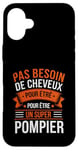 Coque pour iPhone 16 Plus Super Pompier Humour Cadeau Pompier Homme Chauve Pompier