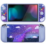 playvital ZealProtect Soft Protective Case for Nintendo Switch OLED, Flexible Protector Joycon Grip Cover for Switch OLED with Thumb Grip Caps & ABXY Direction Button Caps - Pouring Starry