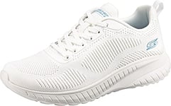 Skechers Women's BOBS Squad Chaos FACE Off Sneaker, White Engineered Knit, 4 UK