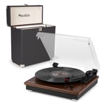 RP112D Vinyl Record Player with Bluetooth Output and Vinyl LP Case - Dark Wood