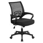 Yaheetech Chaise de Bureau Ergonomique à Hauteur Réglable Fauteuil de Bureau Inclinable Siège et Base Plus Larges avec roulettes Pivotantes Noir