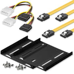 goobay Lot de 2 cadres de montage pour disque dur SSD 2,5" vers 3,5" / Support SSD pour montage de disques durs 2,5" dans un boîtier 3,5" / 2 câbles d'alimentation 5,25 mâle vers SATA / 2 câbles 65725