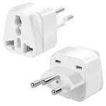 UK to Switzerland Plug Adapters Power Converter Grounded Universal Travel 2-Pack