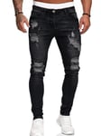 HDDNZH Casual Pants Men Trousers,Sexy Hole Jeans Pants Men Sweatpants Casual Male Ripped Skinny Do Old Vintage Trousers Slim Biker Outwears Large Size Pants For Men Jogging Sweat Bottoms,Black,L