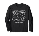 Dog Face Breeds Fur-Ever Friends Cute Puppy Pet Lover Long Sleeve T-Shirt