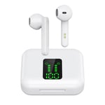 TWS True Wireless Headphone Stereo Bluetooth 5.0 Earphone LED Display Sport In-Ear Headset for iOS Android,White