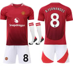 24-25 Manchester United Hemma Barn Vuxen Fotbollströja Kit Nr.8 B. Fernandes-WELLNGS 26