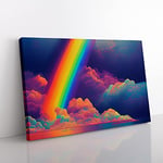 Clouds On The Rainbow Canvas Wall Art Print Ready to Hang, Framed Picture for Living Room Bedroom Home Office Décor, 60x40 cm (24x16 Inch)