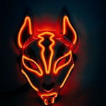 Halloween Fox Mask Cosplay Party LED Glow Mask Japanilainen Anime Fox Mask Värikäs Neon Light EL Mask Glow In The Dark Club Props