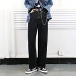 haochenli188 Woman Jeans High Waist Clothes Wide Leg Denim Clothing Blue Streetwear Vintage Fashion Harajuku Straight Pants Xxxl Black