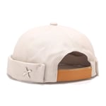 (One SizeX Beige) Miehet Naiset Retro Dome Meloni Brimless Pipo Unisex Skullcap Sailor Puuvilla Mekaanikko Trendikäs väri Elastiset paneelit Docker Hat