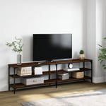Tv-bänk brun ek 180x30x50 cm konstruerat trä och metall