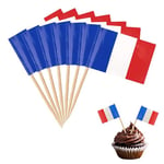 100 pièces drapeaux de cure-dents, drapeaux du monde 2024 bâtons de cocktail drapeaux européens sur bâtons cocktail bâton de fruits fournitures de fête de la coupe du monde(France)