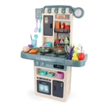 HYISHION Jeu Cuisine Dinette Enfant avec Évier, Lumières et Sons Aliment Jouet Jeux d'Imitation Cadeau pour Enfants Garçon Fille 3 4 5 Ans,Vert,44pcs