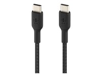 Belkin Boostcharge - Usb-Kabel - 24 Pin Usb-C (Hane) Till 24 Pin Usb-C (Hane) - Usb 2.0 - 20 V - 3 A - 15 Cm - Usb Power Delivery (60W), Flätad Kabel - Svart