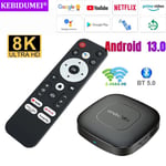 Älykäs Androidtv TV Box Android 13 -digisovitin, neliytiminen Google Assiatant 8K Video 2.4G 5G Dual WiFi Bluetooth 5.0 Media Player