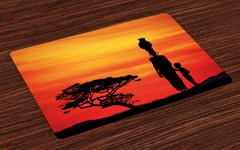 African Place Mats Set of 4 Mother and Child