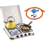 Kemper - Réchaud à gaz / Réchaud de camping avec 4 zones de cuisson - Kit d'installation inclus - Quatre feux