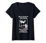 Womens Funny Arizona Christmas Vacation Cactus & Margaritas V-Neck T-Shirt