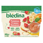 Blédina 4 Coupelles Pommes Fraises Bananes dès 6 mois (4x100g) - Pack de 12*400g