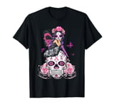 Fairy Sugar Skull Breast Cancer Butterfly Pink Ribbon Woman T-Shirt