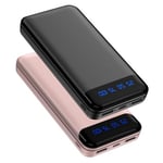 Enerwow 16000mAh Power Bank Fast Charging Portable Charger, Slim&Light PowerBank with LED Display, Phone USB C Battery Pack with 2 Outputs Compatible for iPhone, Samsung and More(2-Pack)