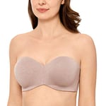 DELIMIRA Soutien Gorge sans Bretelles Invisible Grande Taille Femme Soutien-Gorge avec Armature Minimiseur Cameo Heather 95D