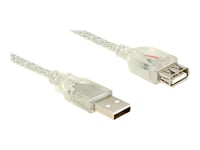 Delock - Usb-Förlängningskabel - Usb (Hona) Till Usb (Hane) - Usb 2.0 - 1 M - Transparent