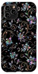 Coque pour iPhone 11 Pro Fleurs arc-en-ciel bleu, rose vif, vert