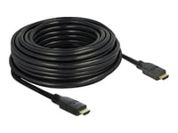 Delock - High Speed - Hdmi-Kabel Med Ethernet - Hdmi Hann Til Hdmi Hann - 15 M - Trippel Beskyttelse - Svart - 4K-Støtte, Aktiv