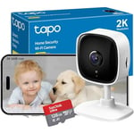 Tapo & SanDisk SD Card Bundle: Wifi Camera, Indoor Camera for Security, 2K 3MP Pet Camera, Wireless 360° for Baby Monitor, sell with 128GB SD Card