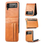 betterfon Case for Samsung Galaxy Z Flip 3 5G - Mobile Phone Case Galaxy Z Flip3 5G Flip Case Flip Cover Protective Case with Card Slots for Samsung Z Flip 3 5G Brown