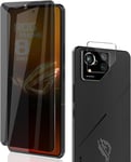 Verre Trempé Anti-Espion Pour Asus Rog Phone 8,Film Protection Décran 1 Pièces + Caméra Arrière Protecteur 1 Pièces,9h Dureté,Anti-Rayures,Sans Bulles Pour Asus Rog Phone 8 Protection Décran