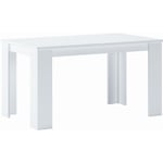 Table à manger et séjour, de 140 cm rectangulaire, blanc mat, Dimensions : 138x80x75cm, Jusqu'à 6 personnes - Skraut Home