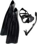 Cressi Pro Star Fins, Matrix Snorkelling Mask and Snorkel Dry, Black, Size 37/38 (4/5)